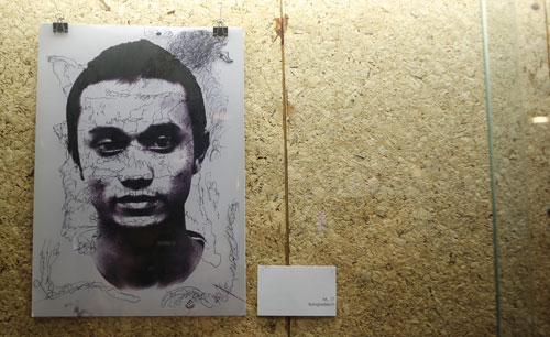 Überzeichnetes Porträt von einem Flüchtling aus Bangladesch
